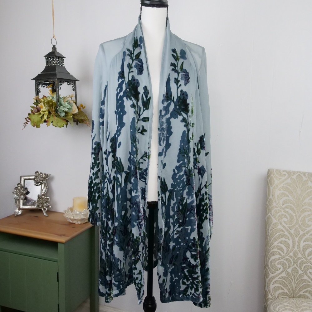 Ethos Silk Kimono Floral Sweater Cardigan XL